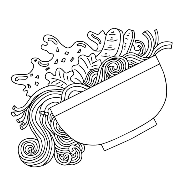 Design noodle ramen coloring page outline art