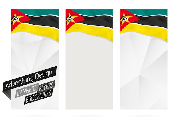 모잠비크의 국기와 배너 전단지 브로셔 디자인