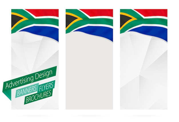 남아프리카 공화국의 국기와 함께 배너 전단지 브로셔 디자인