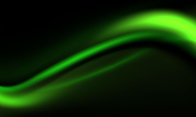 Web ページ用の明るい緑の波状の壁紙のデザインネオン グラデーションを持つ水平の暗い背景
