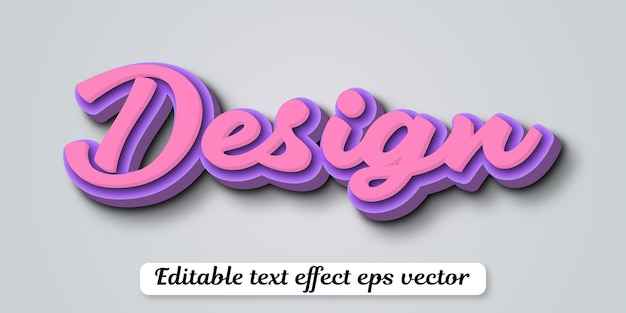 Vector design pink color editable 3d text effect eps vector