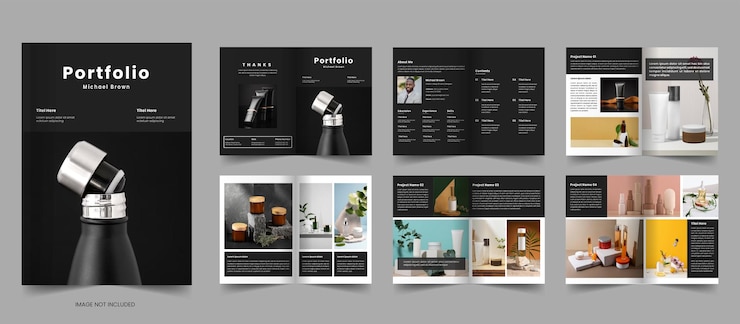 Vector 디자인 포트폴리오 템플릿 및 디지털 포트폴리오 레이아웃 사진 포트폴리오 레이아웃