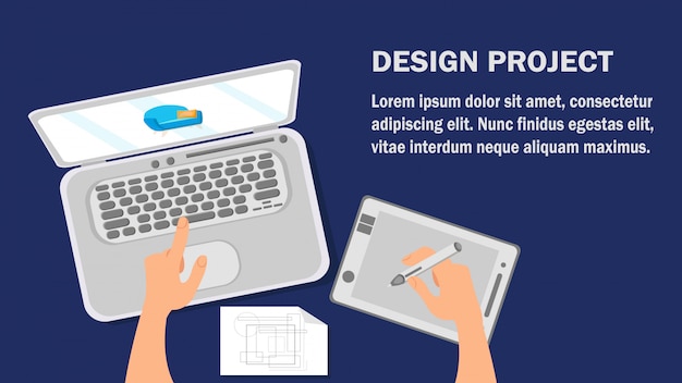 Design project website flat banner vector template