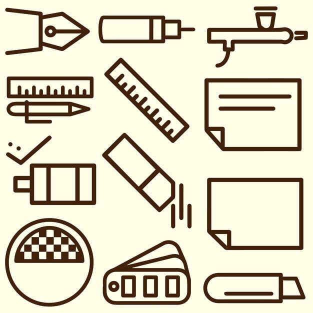 Design Related Tool Logo or Icon Set Vector