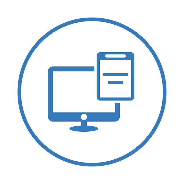 Design responsive computer system icon Blue color dersign