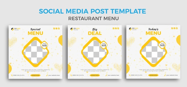 Design restaurant menu social media post banner template