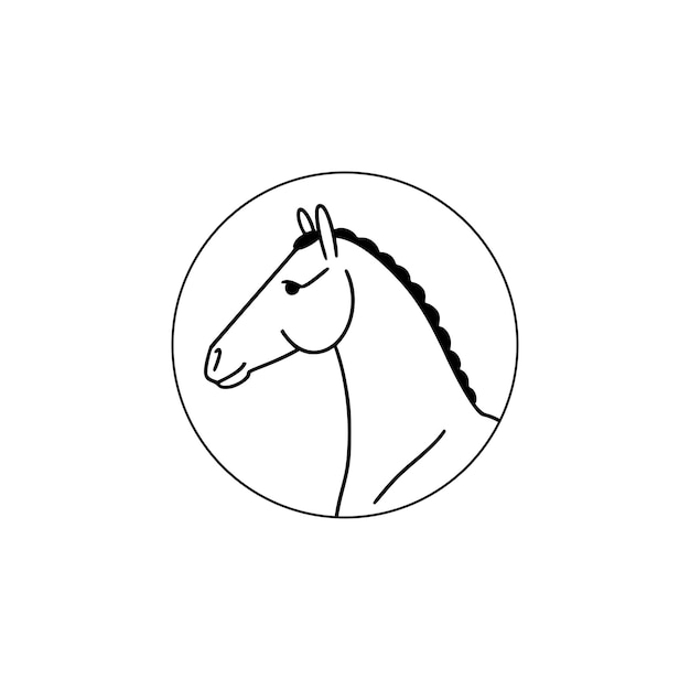 Design of a round icon with a portrait of a cute foal