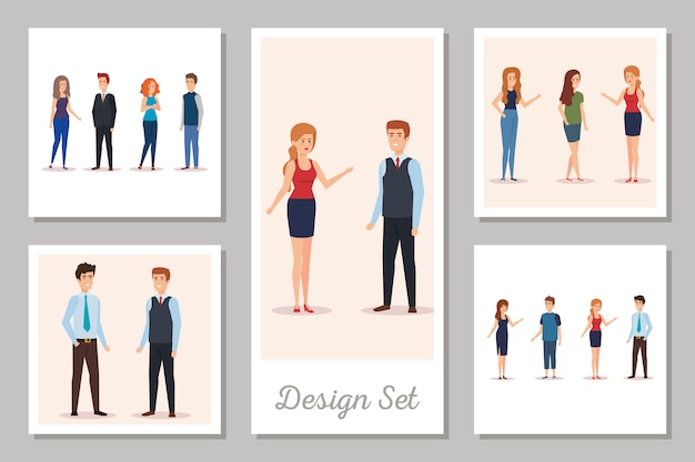 Design set of business people avatar character