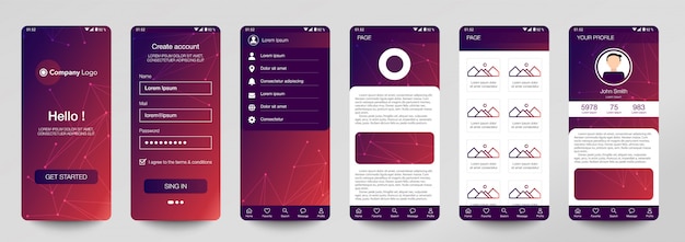 Progettazione di set mobile application, ui, ux.