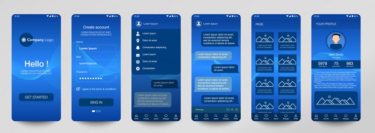 Vector design of set mobile application, ui, ux.