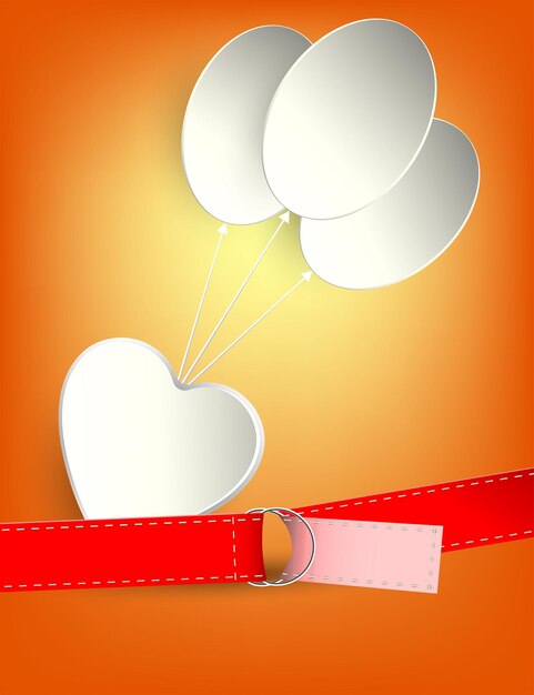 Design of silhouettes of hearts balloons and a belt