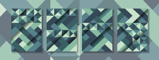 벡터 디자인 간단한 포스터 색상 녹색과 추상적 인 기하학적 커버 배경