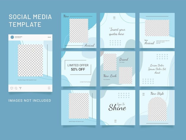 Design social media post template fashion set