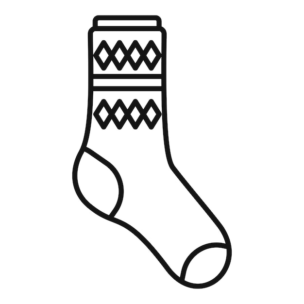 Design sock icon outline vector Cute cotton item Wool sock