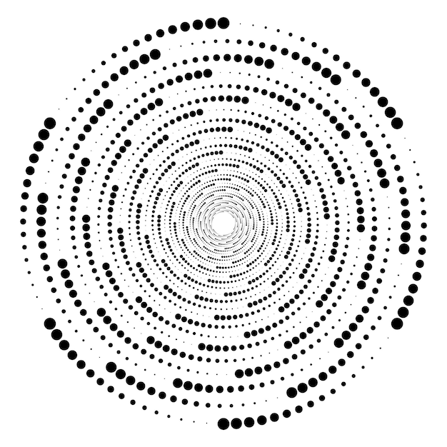 Vettore sfondo di punti a spirale di progettazione astratto sfondo monocromatico