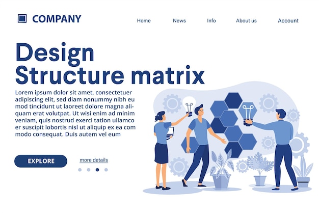 Design structure matrix illustration Suitable for web landing page, ui, mobile app, banner template.