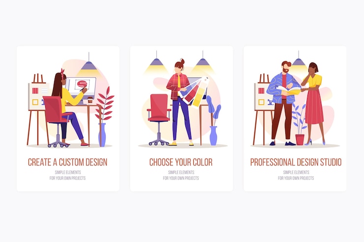 Vector design studio concept onboarding screens