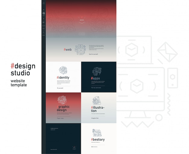 Vector design studio website flat contemporary template