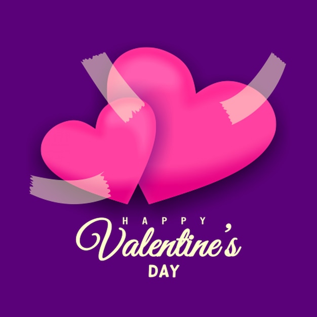 Design sweet valentine day cards with two hearts attached