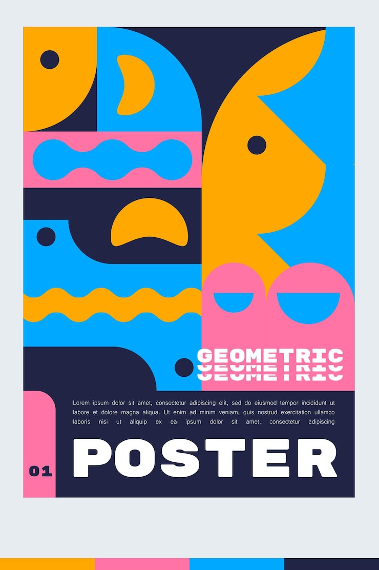 Vector design template for an a4 poster or banner with a animal geometric illustration vector shape