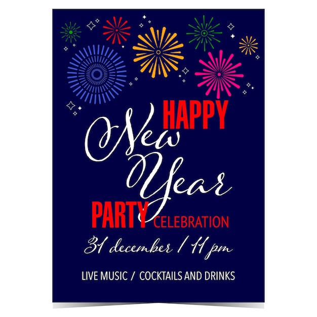 Vector design template of happy new year celebration party invitation card or banner.