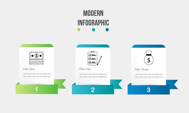 Modello di progettazione infografica con colore sfumato dell'intestazione del nastro