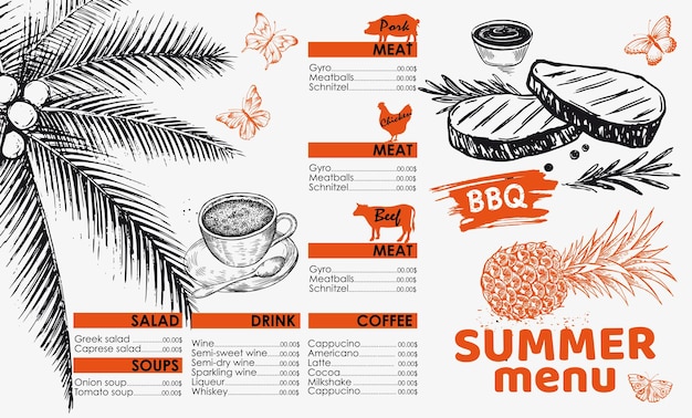 Design template menu vector handdrawn illustration