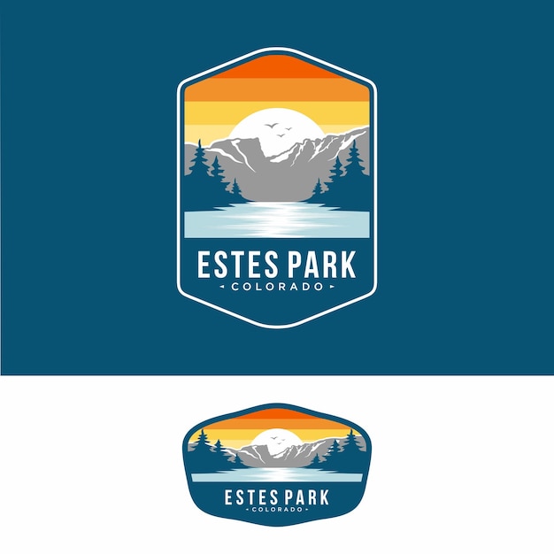 Design templateeste park emblem patch logo illustration in rocky mountains national park