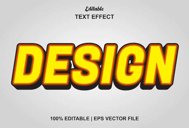 Vector design text effect with yellow color 3d style and editable