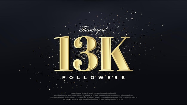 Design thank you 13k followers in soft gold color