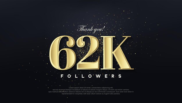 Design thank you 62k followers in soft gold color