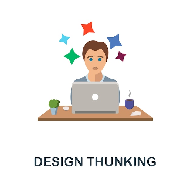 Design Thunking flat icon Colored sign from collection Creative Design Thunking icon illustration for web design infographics and more