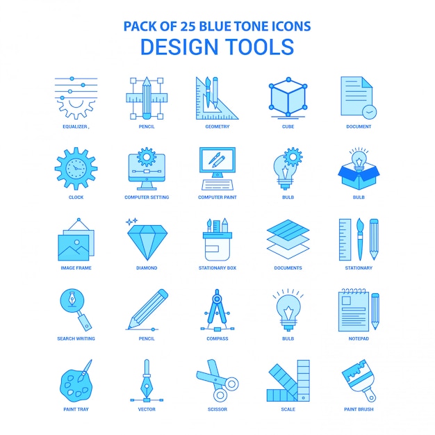 Вектор Инструменты дизайна blue tone icon pack