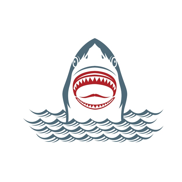 Vector design of toothed shark on waves