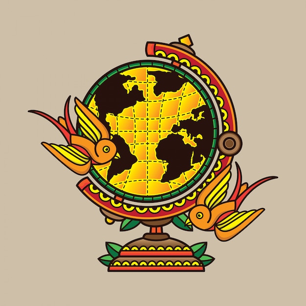 Design traditional globe tattoo