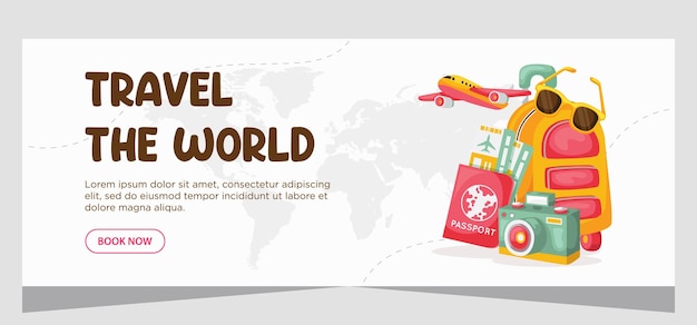 Design travel banner template Vacation or traveling banner