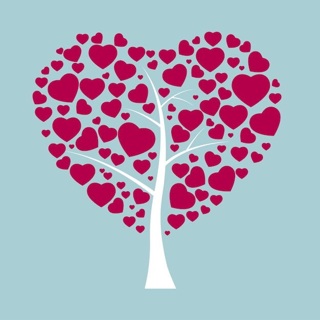 Design of a tree, leaves composed of heart-shaped designs