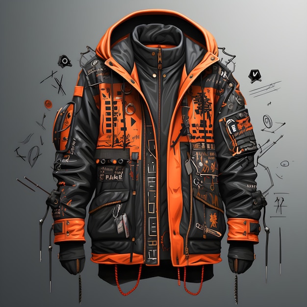 Design a trending fashionable puffer jacket front and back