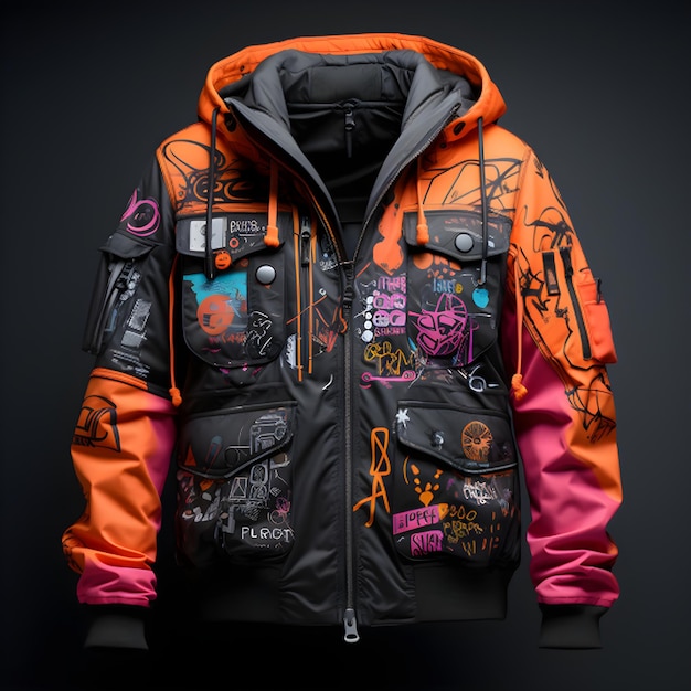 Vector design a trending fashionable puffer jacket front and back