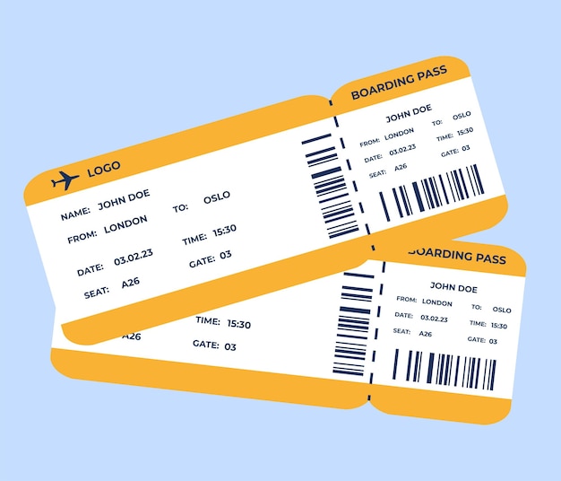 Design Of Two Air Tickets Concept For Travel Or Immigration Vector Illustration In Flat Style