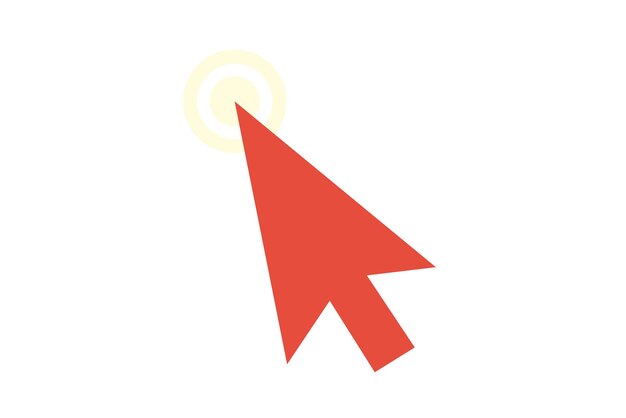 Design van een platte sticker met muispijl