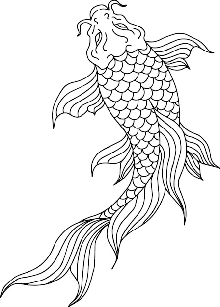 Design Vector Asian Gold Fish Outline