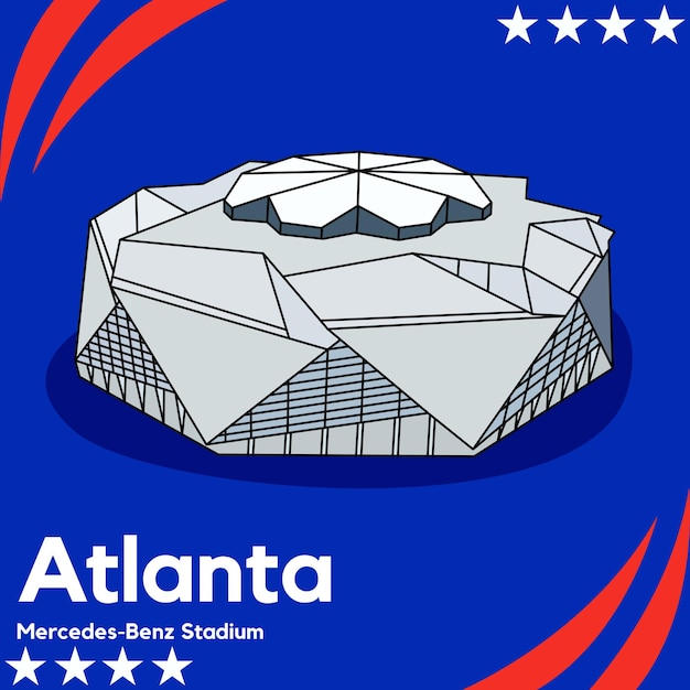 Vector design vector of the atlanta mercedes benz stadium stadium for copa america 2024 usa stadiums