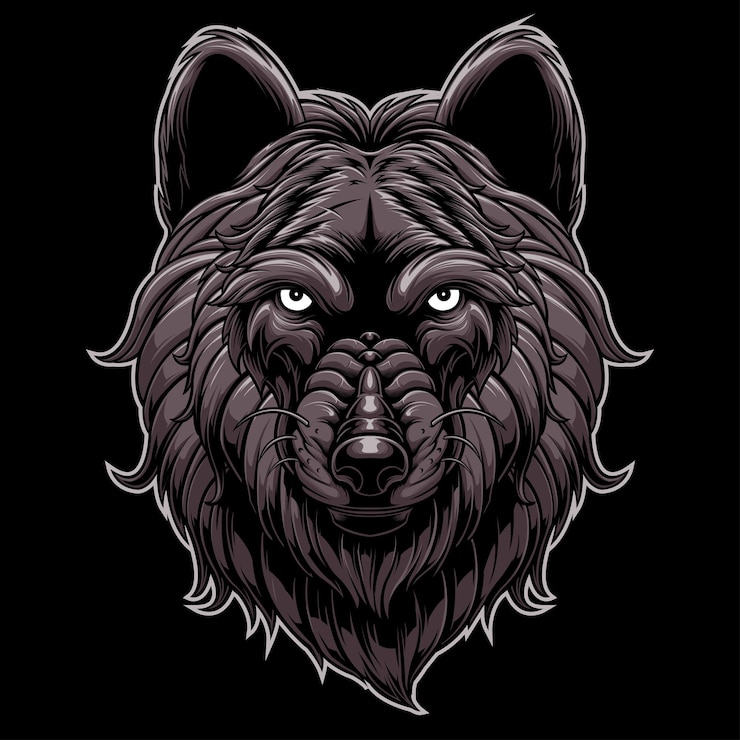 design vector head wolf in the dark beground