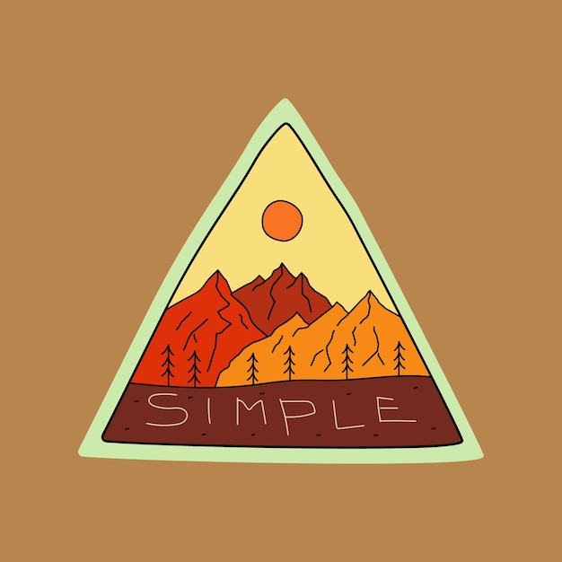 Progetta il vettore del campeggio in montagna per il design del badge, l'emblema, l'arte della maglietta, il design della maglietta