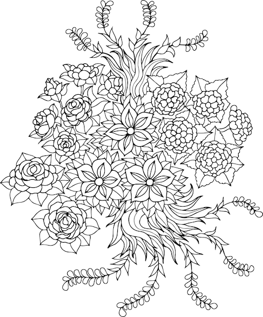 Design Vector Outline illustration Flower Coloring Page