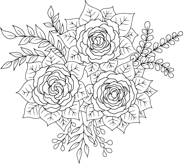 Design vector outline illustration rose flower