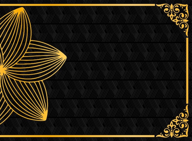 design vector template of elegant gold half mandala pattern on black background