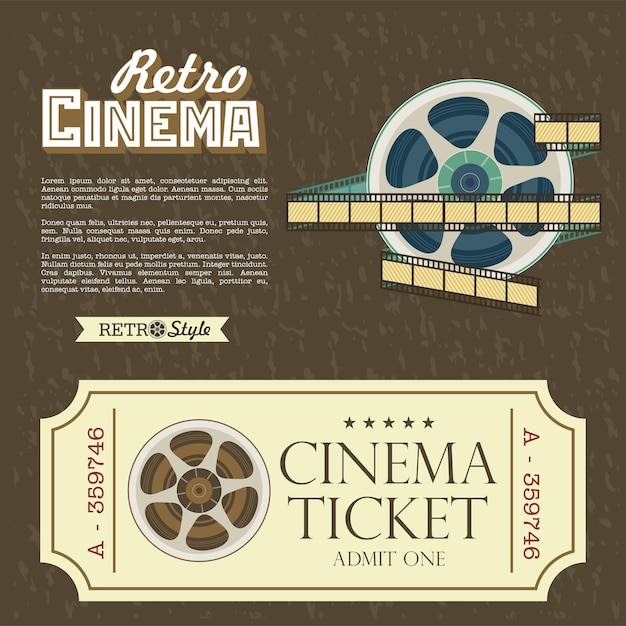 Design vintage cinema tickets. vector poster retro movie theater with place for text.