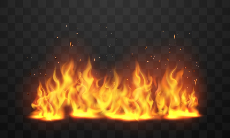 Vector design of virtual flame heap that shows realistic heat
